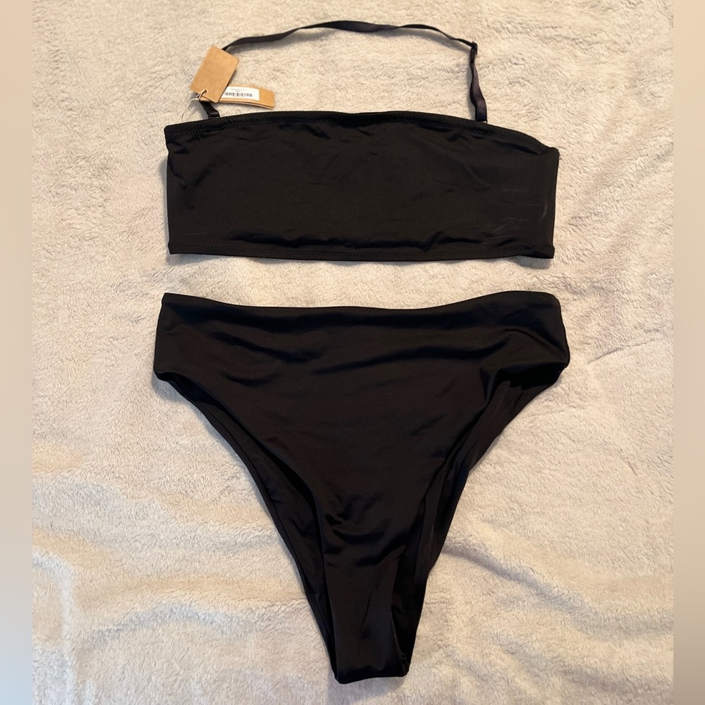 NWT SKIMS Swim Mid Waist Bottom in Onyx, Size Large